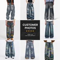 ETAI Jeans en denim pour hommes, vente en gros, délavage clair, style cargo, coupe ample droite à jambe large, avec poches plaquées, vêtements basiques, direct usine