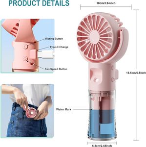 Humidifying Portable Small Fan Outdoor Summer Heat Elimination Handheld <b>Spray</b> Fan Mini Charging Handheld Fan - Product Image 1