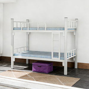 <span class=keywords><strong>Lit</strong></span> superposé robuste en fer pour dortoir du personnel, chantier scolaire, usage domestique, avec installation facile, cadre et sommiers épaissis - Product Image 1