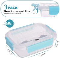 Récipients de stockage des aliments en verre, 3 paquets de 36 OZ avec couvercle à fermeture, boîte à Bento en verre pour les repas, contenants pour préparation de repas, 5 pièces