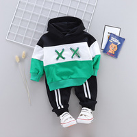 Automne mode décontracté hooodie patchwork bébé nouveau-né ensemble costume vêtements pour garçon