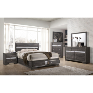 Matrix Nightstand Gray 2 <b>Drawer</b> <b>Storage</b> Unit Bedroom Furniture - Product Image 5