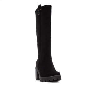 Women's Knee High Boots Black Suede <b>Block</b> <b>Heel</b> Winter Fashion - Product Image 2