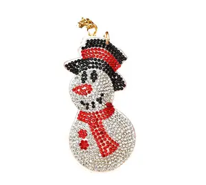 Venta completa Navidad diamante pavimentado llavero DIY bolsa colgante muñeco de nieve cristal Rhinestone llavero regalo promocional
