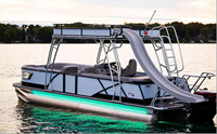 Bateau ponton de luxe en alliage d'aluminium à deux étages de 30ft personnalisé 7m divertissement aquatique yacht de pêche hors-bord pour la croisière