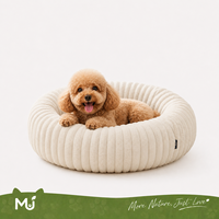 Coussin apaisant pour chien en forme de donut, lit rond en peluche douce et longue, lavable, en fausse fourrure, pour chien et chat, coussin chaud pour animaux de compagnie