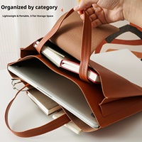 Maletín de Negocios de Lujo, Bolsa de Mano de PU Suave para Oficina, con Cierre de Botón a Presión, Impermeable, Almacenamiento de Archivos A4, Forro de Nailon Personalizado