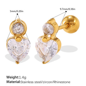 Pendientes de Acero Inoxidable con Forma de Corazón y Flores, Estilo Dulce y Exquisito, Variedad Brillante, Estilo Europeo y Americano 2026 - Product Image 6
