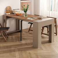 Table à manger pliante télescopique en bois massif avec armoire latérale de rangement, design moderne, idéale pour appartement, multifonctionnelle