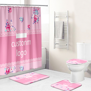 Juego <span class=keywords><strong>de</strong></span> <span class=keywords><strong>Baño</strong></span> <span class=keywords><strong>de</strong></span> 4 Piezas con Cortina <span class=keywords><strong>de</strong></span> Ducha Impermeable con Logo <span class=keywords><strong>de</strong></span> Marca <span class=keywords><strong>de</strong></span> Lujo Impresa a Medida - Product Image 5