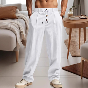 Pantaloni Sportivi Casual da <span class=keywords><strong>Uomo</strong></span> Personalizzabili con Logo, a Vita Alta, Dritti, Traspiranti, Eco-Friendly, ad Asciugatura Rapida, <span class=keywords><strong>in</strong></span> <span class=keywords><strong>Lino</strong></span>, Vestibilità Ampia, per Primavera Estate - Product Image 2