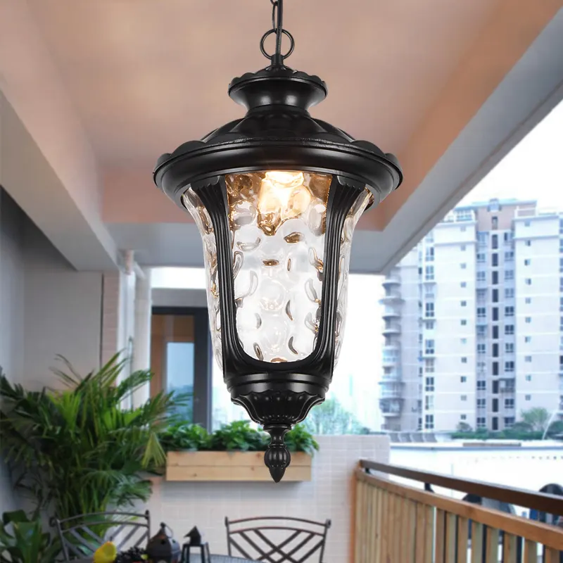 European style indoor and outdoor use antique latern pendant led light hanging chain lamp outdoor chinese style patio garden pen