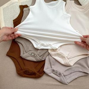 Conjunto de <span class=keywords><strong>Chaleco</strong></span> y Mono para Bebé, Primavera 2025, Pana de Algodón, Estilo Coreano, Color Sólido, para Recién Nacidos - Product Image 1
