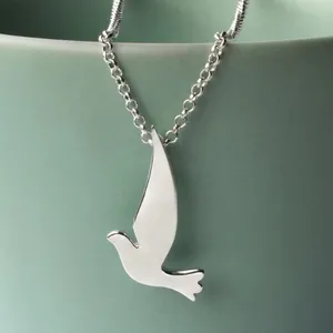 Серебро из нержавеющей стали популярное ожерелье голубя мира Любовь и мир высокое полированное минималистское ожерелье голубя