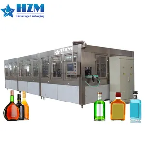 Turnkey project zhangjiagang glass bottle gin alcohol wine making filling capping labeling machine