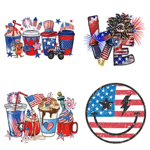 Printing USA 2024 4th of July hydro dipping film water Gnome heat press design for garment ink print custom