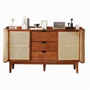 <span class=keywords><strong>Commode</strong></span> en rotin tressé facile à assembler, <span class=keywords><strong>buffet</strong></span> en rotin avec rangement, meuble d'appoint bohème avec 3 tiroirs, <span class=keywords><strong>buffet</strong></span> en bois - Product Image 1