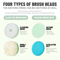 Brosse de douche électrique rechargeable 4 têtes de 2e génération, brosse exfoliante pour le dos, brosse de bain électrique rotative à long manche pour le corps