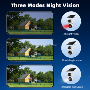 4MP 24/7 Record AOV Lente dual Seguridad con energía solar PTZ ICSee CCTV inalámbrico al aire libre Sin WiFi Cámara solar de <span class=keywords><strong>datos</strong></span> 4G gratis - Product Image 4