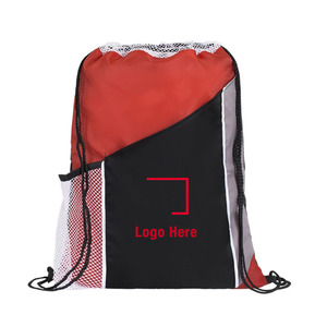 Custom Unisex Sports Pack Waterproof Polyester Drawstring Gym Cinch Bag with Mesh Pocket Letter Print Soft Handle XINHE Backpack