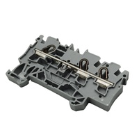 Morsetto a gabbia grigio a 3 conduttori con terminale passante, nuovo di zecca, originale tedesco, in stock, per guida DIN 4mm², modello 2004-1301