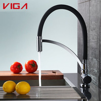 Tuyau flexible en silicone à trou unique, robinet de cuisine portable, robinet d'eau chaude et froide de cuisine noir