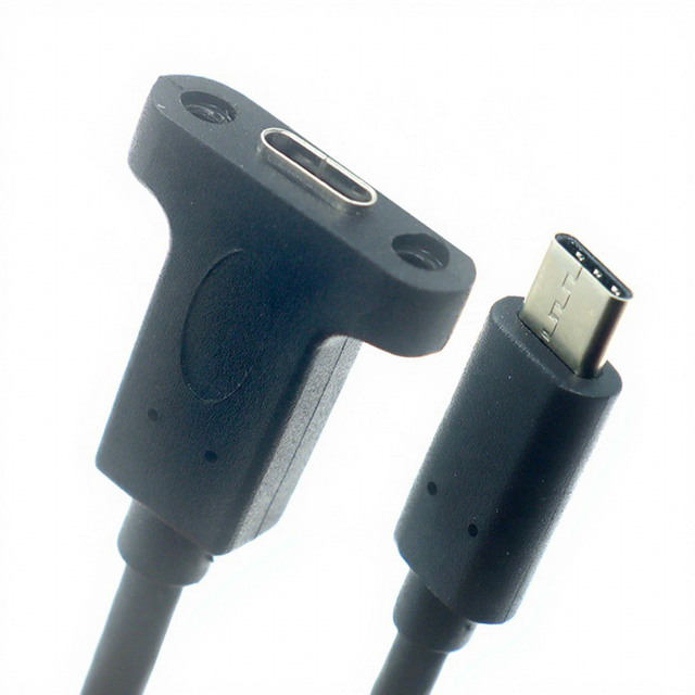 5 Gbps 10 Gbps 0.3m 1m Male to Female USB C 3.1 Braid Shielded PVC Jacket Panel Mount Screw Locking Hole Extension Cable