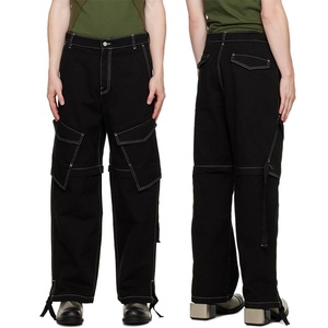 กางเกงยีนส์ผู้ชายทรง Relax Fit สีดำ ขาแบบถอดซิปได้ ตะเข็บตัดกัน ทรงพาราชูท - Product Image 6