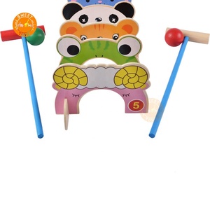 Jeu de <span class=keywords><strong>croquet</strong></span> en bois avec 5 portes, animaux de dessin animé, jouets de golf amusants, <span class=keywords><strong>jeux</strong></span> éducatifs de plein air pour enfants - Product Image 5