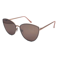 Lunettes de soleil œil-de-chat pour femmes, certifiées CE, protection UV400, monture métallique dorée brillante, verres électroplaqués rose-blanc clair