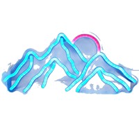 Lampu LED Neon Lanskap Biru/Pink Berwarna Neon, Tahan Air IP65, Lampu Gantung, Latar Belakang Siaran Langsung Influencer, Dekorasi Natal Pernikahan, Toko