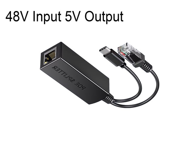 Weixaingan WXA-SPLT1F POE Splitter 48V to 5V Micro USB Type-C DC Power Supply Over Ethernet 10/100Mbps 48-52V