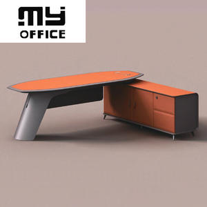 Foshan Mesa Minimalista Luz Lujo Presidente Gerente Escritorio Naranja Cuero Presidente - Product Image 4