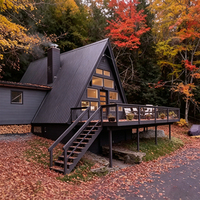 Maisonnette préfabriquée moderne en A avec panneaux SIP pour suite de jardin, bureau en arrière-cour, ADU, design compact pour la vie en forêt