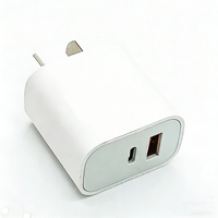 Cargador Rápido de 20W con PD+QC3.0, Adaptador de Pared USB-C/USB-A con Enchufe US/AU/EU para Teléfonos Android y Cámaras 15/14/13 Pro