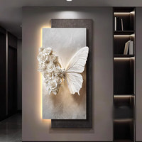 Peinture murale LED de luxe 2026, grande décoration murale 3D effet sable, lampe décorative papillon pour salon et entrée