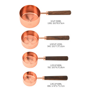 Juego <span class=keywords><strong>de</strong></span> 4 piezas <span class=keywords><strong>de</strong></span> nogal <span class=keywords><strong>de</strong></span> oro rosa <span class=keywords><strong>de</strong></span> acero inoxidable, tazas y cucharas medidoras, herramientas para hornear para uso en la cocina - Product Image 6
