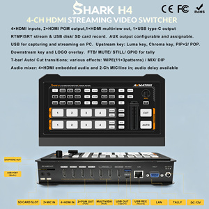 Switcher Video Mixer per Live Streaming AVMATRIX SHARK H4 Multi-Camera per HDMI, Stream RTMP SRT, Registrazione su Disco USB/Scheda SD, Interamente in Metallo - Product Image 1