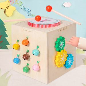 Jouets Montessori Cinq-en-un en bois multifonctionnels : Boîte à musique, Tambour, Engrenages, <span class=keywords><strong>Xylophone</strong></span> pour enfants, Jouets éducatifs - Product Image 4