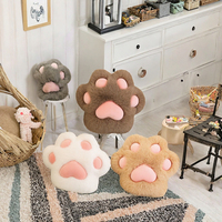 Coussin en peluche rose en forme de patte de chat ou d'ours, long et moelleux, pour décoration d'anniversaire et cadeaux, style dessin animé