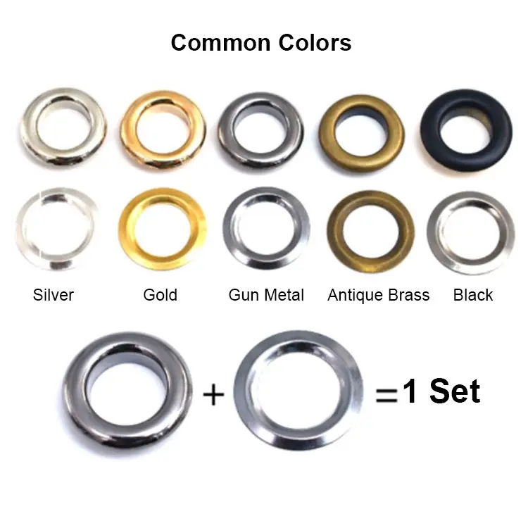 YYX Wholesale Metal Curtain Tape Eyelet Grommets 1.5 to 40mm Metal Eyelets and Grommets with Washers