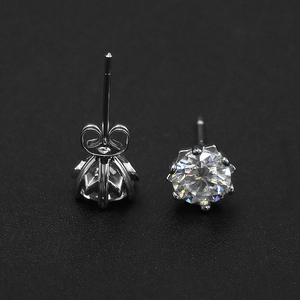 18K Gold Plated Round Moissanite <b>Stud</b> <b>Earrings</b> 2CT 6.5MM / 4CT 8MM D VVS1 Women's Bridal <b>Earrings</b> Wholesale Custom - Product Image 3