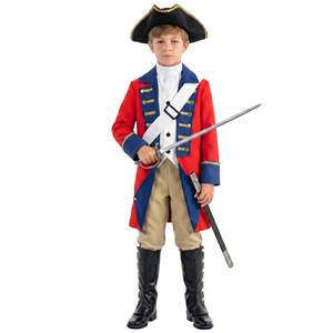 Disfraz de Colonizador Medieval Europeo para Niños, Traje para Fiesta de Halloween, Actuación de Juego de Rol, Abrigo Rojo y Azul con Espada - Product Image 1
