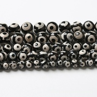 Vente en gros de bijoux semi-finis faits à la main, accessoires de bracelet, perles divines noires et blanches à trois yeux, pierres précieuses, étoile ovale