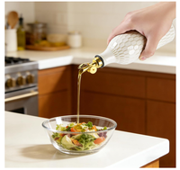 Bouteille Distributrice d'Huile d'Olive en Céramique pour Cuisine avec Bec Verseur à Gravité, Cruche à Huile Opaque de 19 oz avec Entonnoir, Vinaigre
