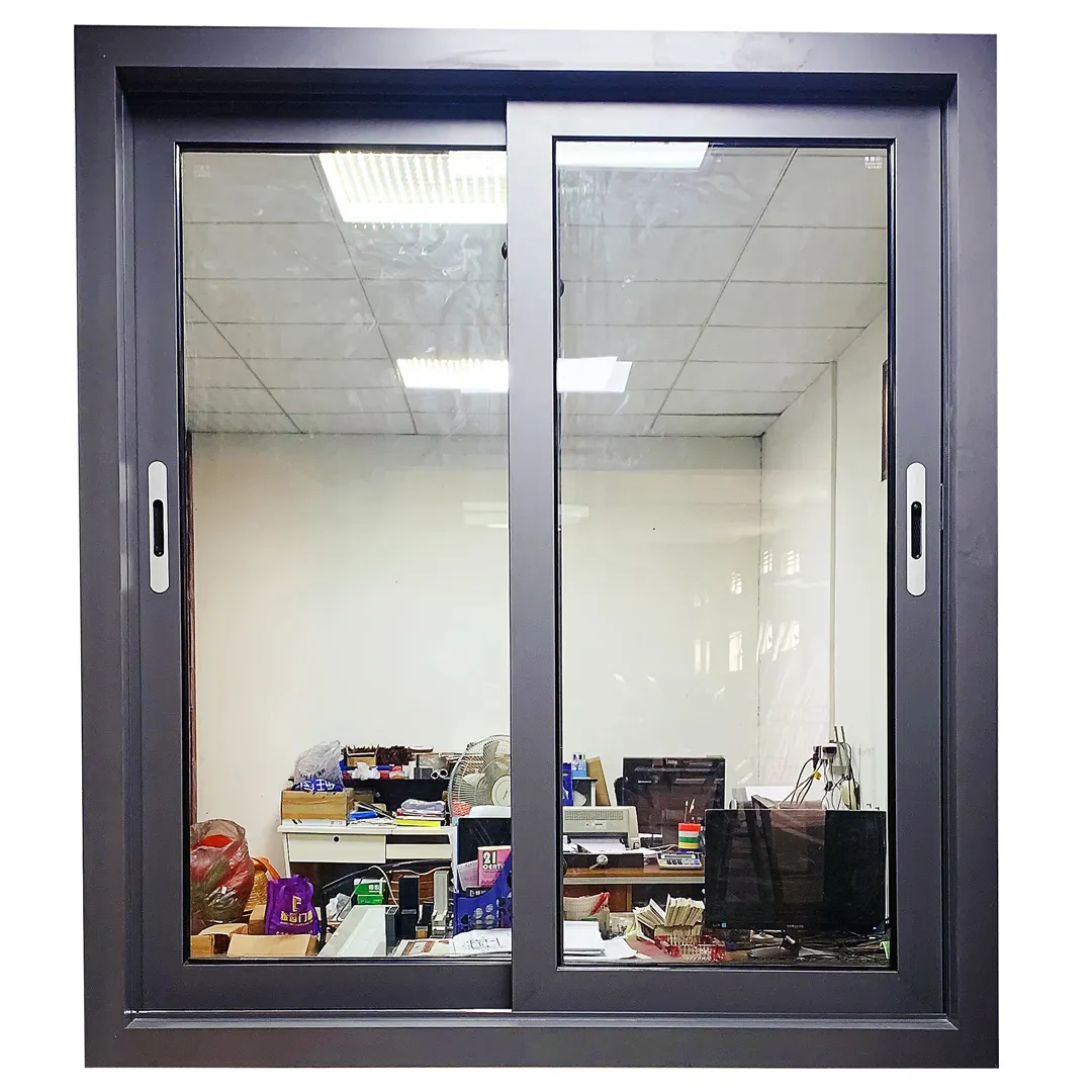 Low price simple design glass aluminum framed sliding window black color soundproof aluminium windows sliding window