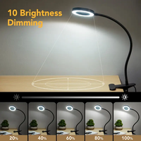 Lampe de bureau à clipser avec 48 LED, 360° ° Lampe de lecture flexible pour table, lumière de nuit pour la lecture et l'étude, loupe grossissante 5x, protection des yeux