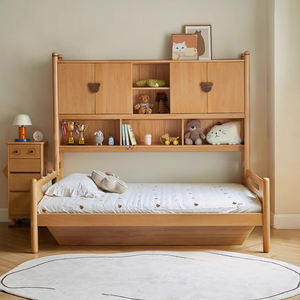 <span class=keywords><strong>Lit</strong></span> enfant en bois de hêtre massif avec rangement, <span class=keywords><strong>lit</strong></span> double avec bibliothèque, <span class=keywords><strong>lit</strong></span> plateforme avec rangement relevable pour garçons et filles, naturel - Product Image 2