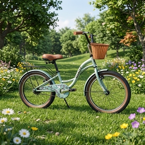 Bicicleta Urbana Retro de 16 Pulgadas para Niñas con Canasta Trasera, para Adolescentes, para Paseos Diarios al Aire Libre - Product Image 1
