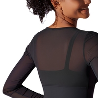 Soutien-gorge de sport en maille à manches longues pour femme, respirant, séchage rapide, avec coussinets intégrés, pour yoga et fitness